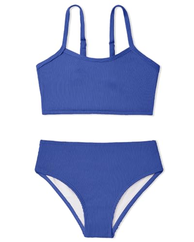 Image of Century Star Girls Ribbed 2-Piece Bikini Swimsuit - Fully Lined Modest Bathing Suit for Teens & Tweens