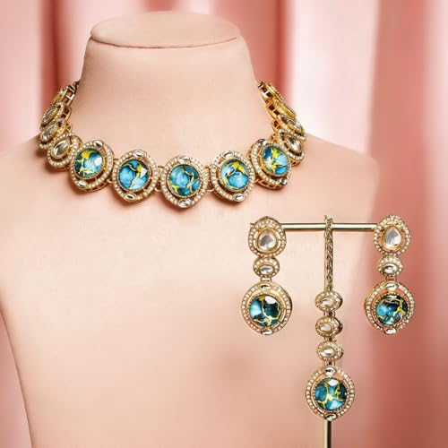 Image of Rubans Gold Plated Kundan Traditional Statement Necklace Set for Women