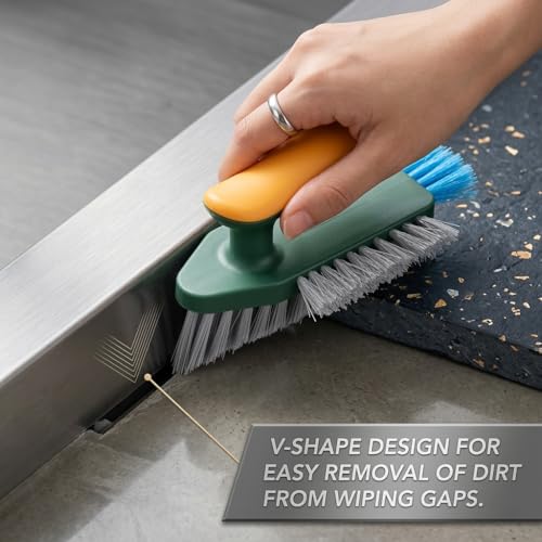 Image of Tile Grout Cleaner Brush, Multifunctional 4 in 1 Gap Cleaning Brush with Scraper, Sponge and Replaceable Brush Head, for Tile Grout, Corners, Sink, Kitchen and Bathroom