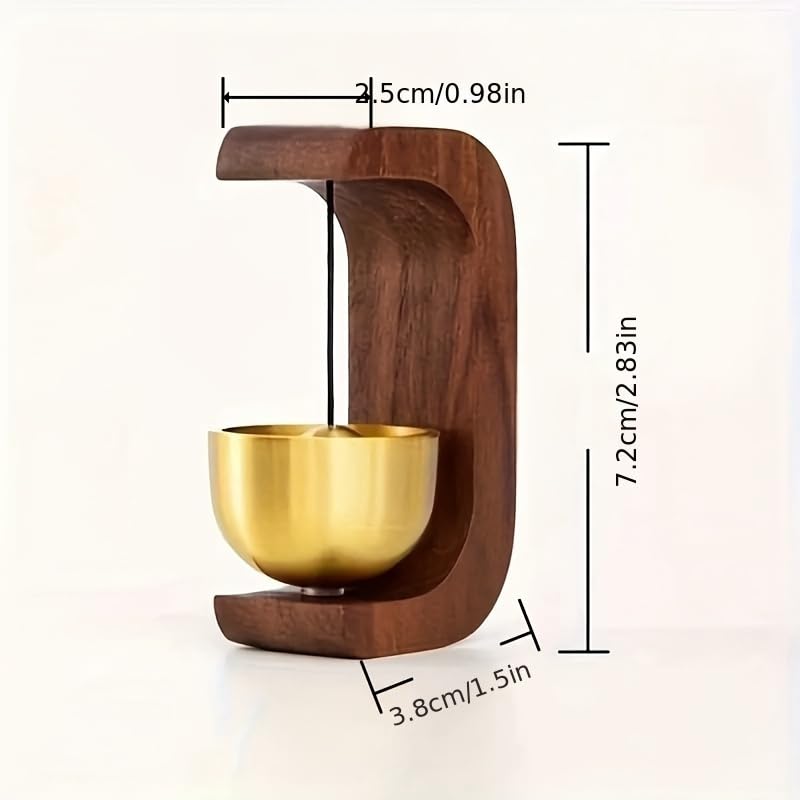 Image of Decortwist Japanese Style Wooden Wind Chime for Entryways Minimalist Door Hanging Bell with Soft Brass Tone Zen Decor for Home, Office & Boutique Spaces