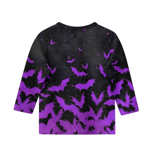 Girls Halloween Shirt Long Sleeve Pumpkin Print Top for Kids Cute Holiday Fall Outfit Comfortable Tee3