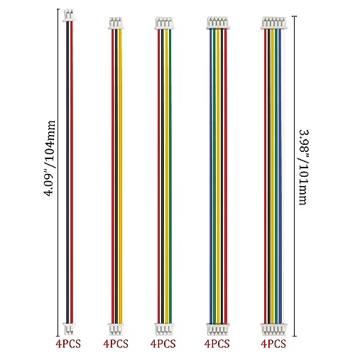 Kit 20 pzas Conectores JST 1.25mm 2p-6p con cable 100mm miniatura 4
