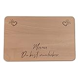 Druckerino Frückstücksbrettchen - Mama Du bist wunderbar - Massivholz Buche mit Lasergravur - Vesperbrett - Geburtstagsgeschenk - Muttertagsgeschenk