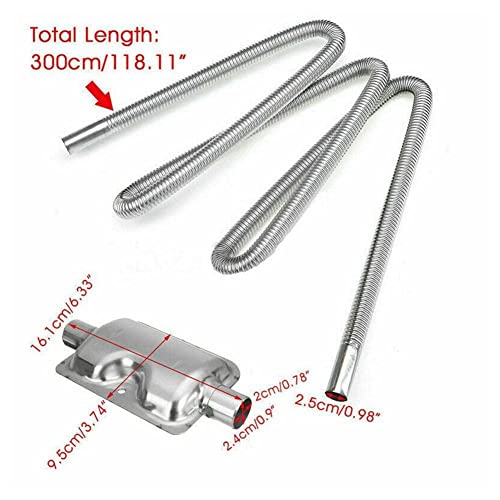 60-300Cm Air Parking Heater Steel Exhaust Pipe Tube Gas Vent Fuel Pipe Heaters Tank Accessories Silencer Car #TOP7