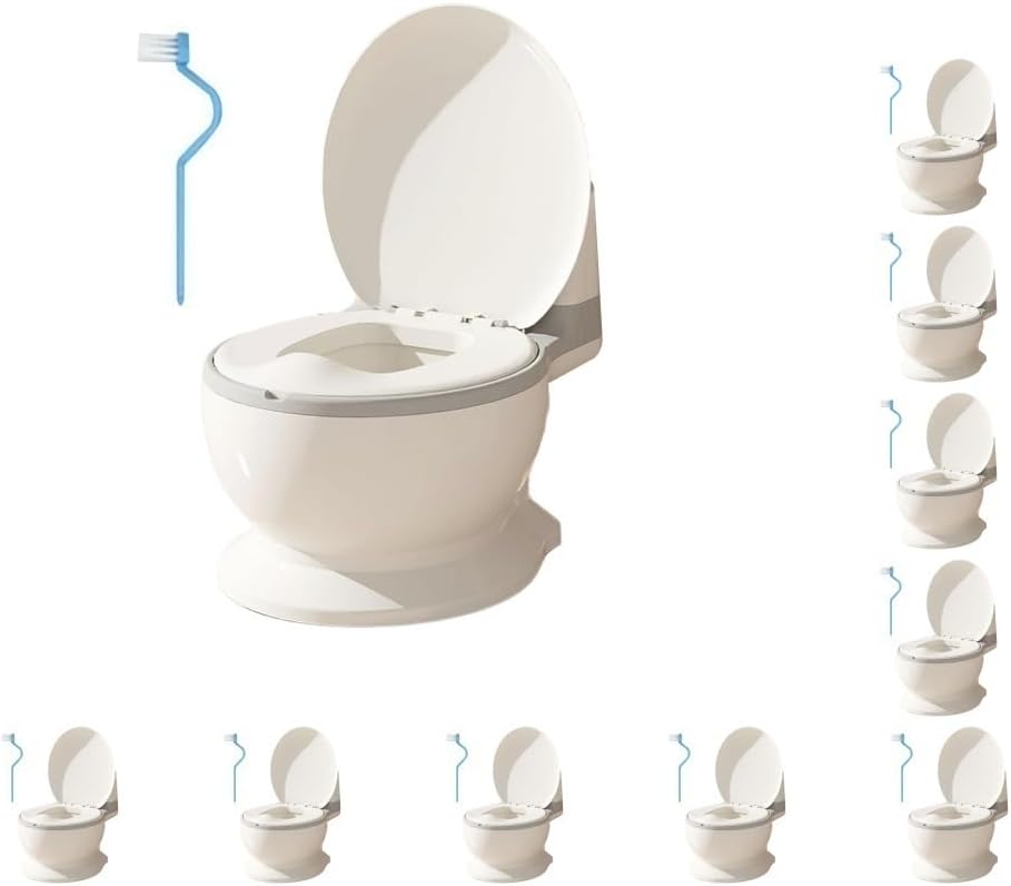 10セットベビートイレトイレノンスリップ快適でリアルなトイレ寝室年齢0-7歳グレーPPシート, 27x39x32 cm