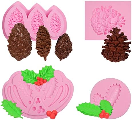 Christmas Silicone Mold Set - Pinecone, Holly Leaf, Lemon Slice Fondant/Candy/Chocolate Molds (5 Pcs) - View #11