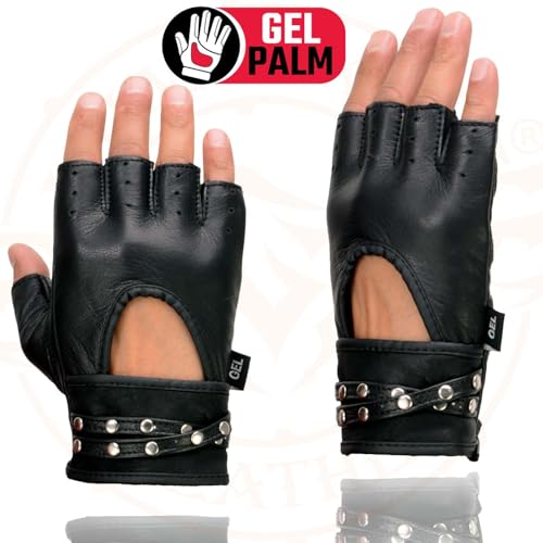 Image of Milwaukee Leather Women's Leather Motorcycle Fingerless Hand Gloves