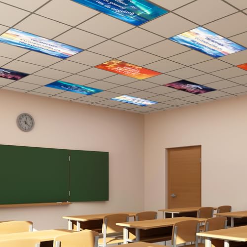 Image of VIHOSE 4 Pcs Fluorescent Light Covers for Ceiling Lights 4 x 2 ft Motivational Magnetic Light Covers Inspirational Classroom Filters for Classroom Office Home Kitchen(Landscape)