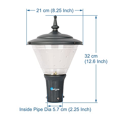 Image of Belyse Bonic Garden Lights for Home Gate, 21 CM, Gate Lamps for Outdoor Weatherproof, Stylish Garden Outdoor Light Lamp (Grey, Pack of 2)