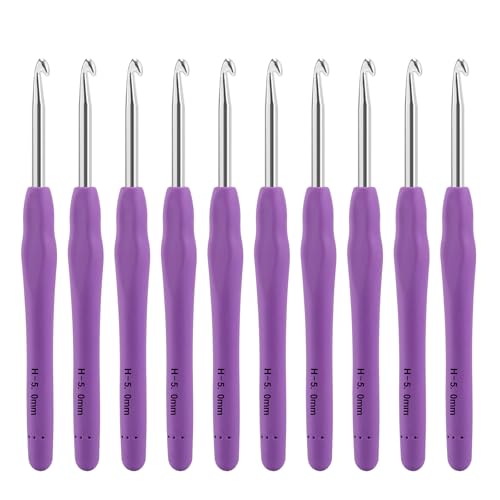 Image of Vodiye 10PCS Crochet Hooks, Professional Extra Long 5.0mm Crochet Hook, Ergonomic Handle Crochet Hooks Set, Crochet Needle for Beginners and Experienced Crochet Hooks Lovers (10pcs - 5mm)