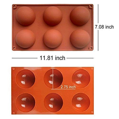 Image of Glamaxy Extra Large Cup Silicone Half Round Baking Mould | Cake Baking Mould | Chocolate Ice Cream Mould (6 Cup Half Circle Mould) (6 Cup Moulds)