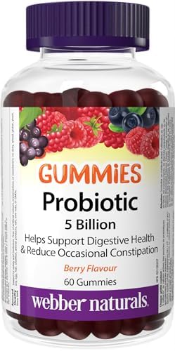 Webber Naturals Probiotic Gummy, 5 Billion Active Cells, 60 Gummies, Digestive Support, Vegan