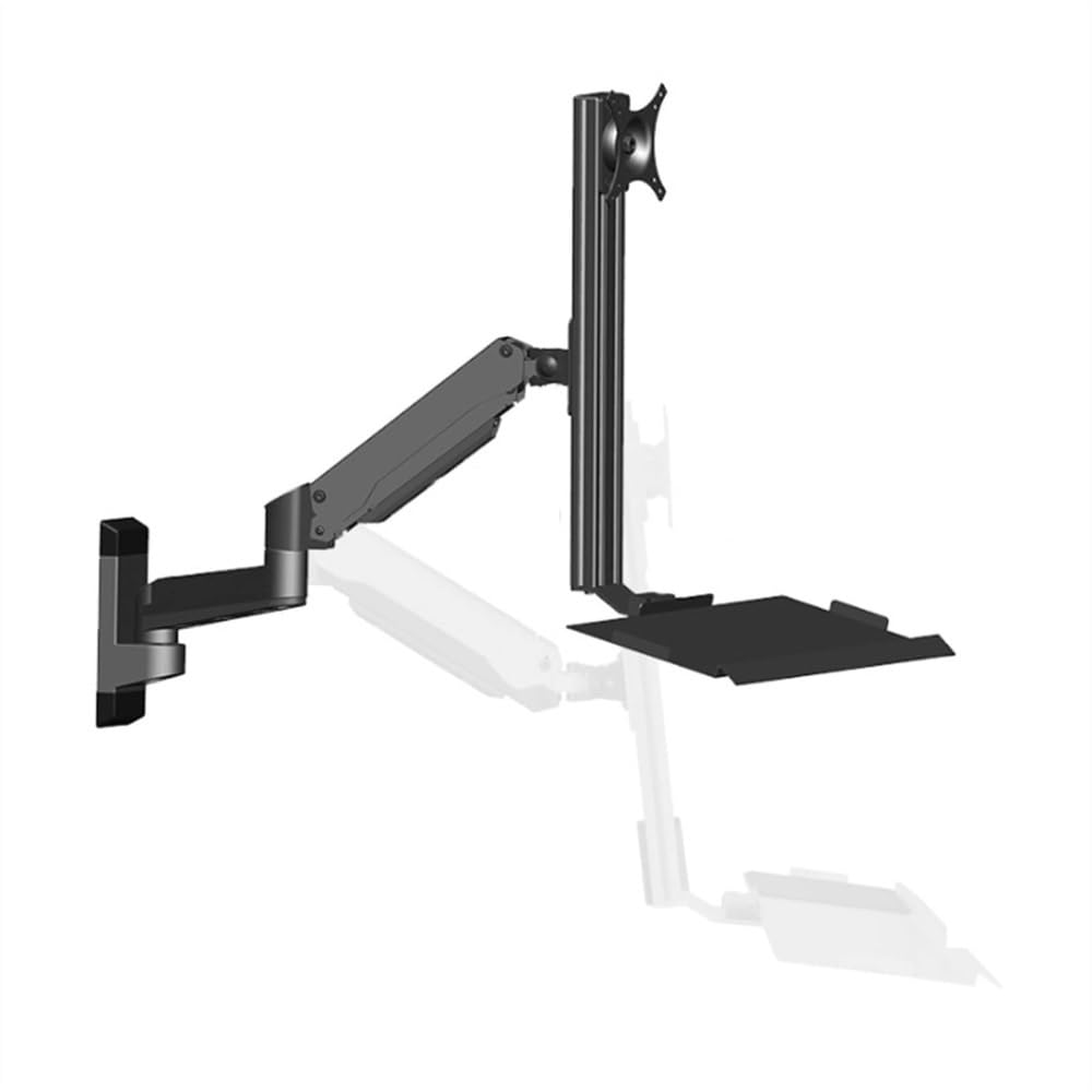 SaryEdge Height - Adjustable Monitor Stand Arm Industrial Wall Mount Monitor Arm with Foldable Keyboard Tray, Fits 32" Monitors Wall -Mounted Monitor Stand Arm,Black
