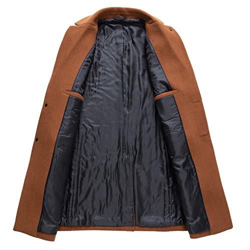 PRIJOUHE Men's Wool Trench Coat Single Breasted Slim Fit Mid-Length Notched Collar Winter Overcoat Quilted Pea Coats3