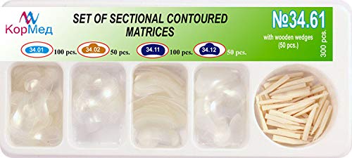 Dental Transparent Clear sectional Contoured Matrices Matrix 300 pcs + 50 Wedges