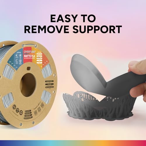 Image of OVERTURE Matte PLA 1.75mm Dual Color Filament, Matte PLA Roll 1kg Cardboard Spool(2.2lbs), Dimensional Accuracy + /- 0.03 mm, Fit Most FDM Printer(Matte Black-White)