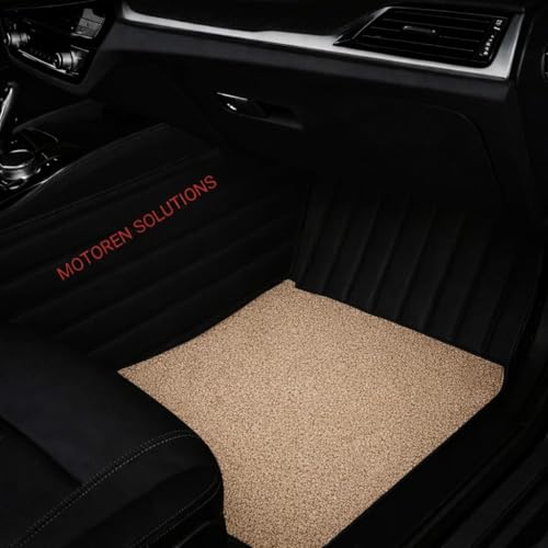 Image of 10D Premium Leatherette Car Foot Mat for Nissan xtrail 7seater 2024 onw| Luxurious & Elegant Look | 100% Waterproof and Dust Proof | Custom Fitted 10D Car Floor Tray Mat -Black with Beige Grass