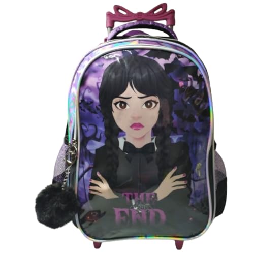Mochila Escolar De Rodinha Infantil Para Menina Feminino Com Chaveiro De Pompom