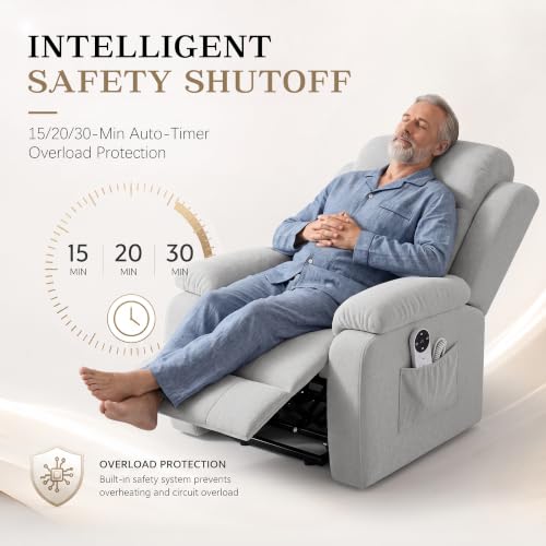 Image of Power Recliner Chair with Massage, Electric Recliner for Elderly