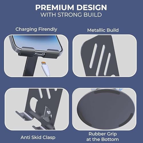 Image of Velo Mobile Stand for Desk, Anti Slip, 360 Rotatable, Extendable, Adjustable Phone Holder for Table, Office, Home, Study, Foldable Portable Phone Stand Compatible with All Mobile Phones
