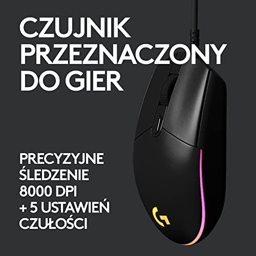 Logitech G203 Lightsync Gaming Mouse, Z Możliwością Dostosowania Oświetlenia Rgb, Pc/Mac - Czarny,910-005796