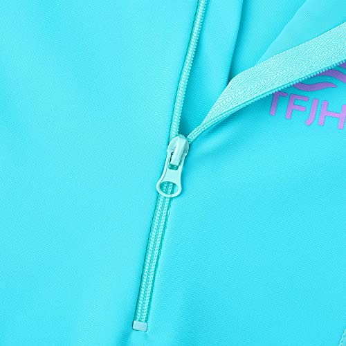 TFJH E 3 in 1 Sets Girls Swimsuits Short Sleeve Rashguard Suit UV 50+ Princess Swimwear Dress Skirt Zip 3-12Y3