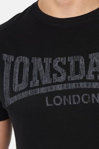 Lonsdale London Logo Kai Hombre Camiseta Negro XL 100% algodón Regular