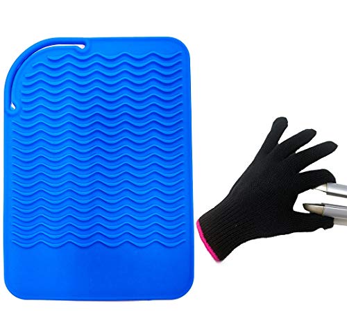 Heat Resistant Mat Pad and Heat Resistant Glove for Curling Irons, Hair Straightener