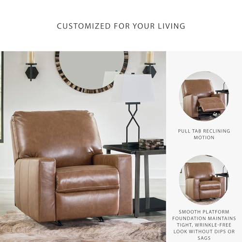 Image of Signature Design by Ashley Bolsena Leather Rocker Recliner Chair, Caramel