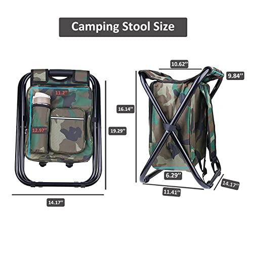 Folding Camping Chair Stool Backpack with Cooler Lightweight Waterproof Outdoor Hunting Fishing Chairs for Heavy People, Lawn, Hiking, Travel - Image 3