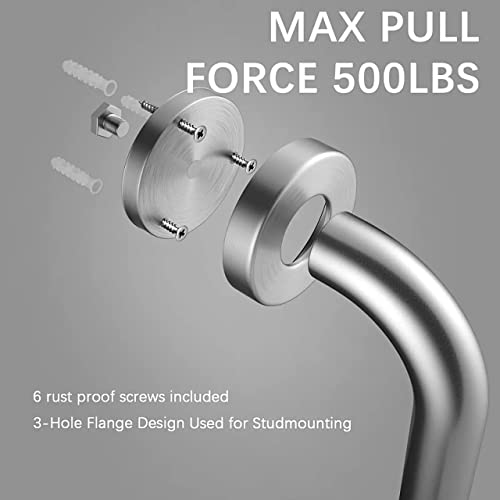 Image of RAB Grab Bar Handle Stainless Steel for Bathroom and Home Pack of 6-pcs (Code:- Hand Grab Bar, Finish:- Matt, Size:- 8 inch )