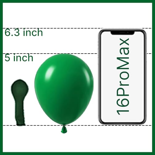 Image of PartyWoo Dark Green Balloons 100pcs 5 Inch Emerald Hunter Forest Green Balloons for Wedding Boy Baby Shower Birthday Christmas Graduation Dinosaur Jungle Golf Theme Party Decorations Green-Y56