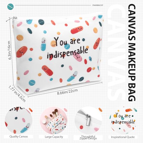 2 Pcs Pharmacist Gifts for Women Pharmacist Canvas Tote Bag Makeup Zipper Cosmetic Bag Pharmacy Technician Accessories for Women Doctor Nurse Surgical Tech Week Gifts2