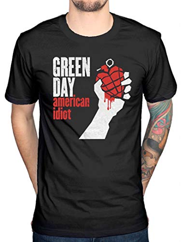 AWDIP Officiel T-Shirt Green Day American Idiot Noir M Homme T-shirt Manche courte Coupe régulière Coton