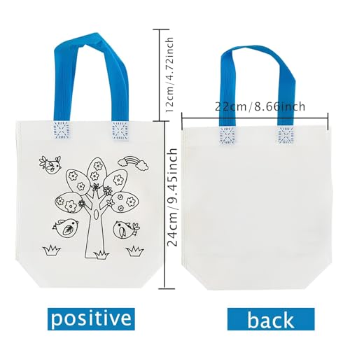 Image of HASTAP DIY Eco-friendly Graffiti Bag Children Reusable Handmade Canvas Painting Non-woven Bag Kids Art Craft Colour Filling Drawing Toy Party Gifting Bags for Return Gifts (Assorted, 12pcs)