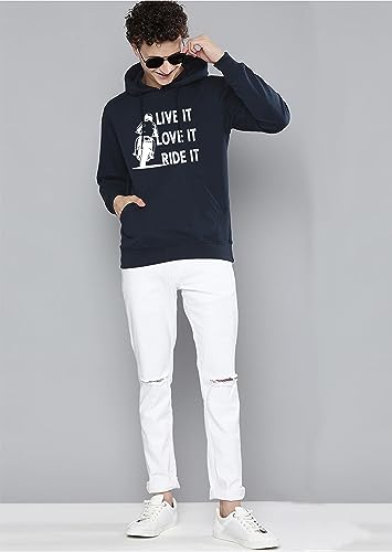Image of Ja Qual Mens Maroon Full Sleeve Printed Hooded Sweatshirt
