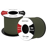 Brotree パラコード 2mm 3芯 反射 50m 細引き テントロープ ガイライン 耐荷重90kg DIY 編み キャンプ サバイバル アウトドア用-ダークグリーン