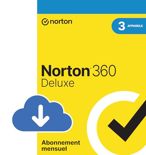 Norton 360 Deluxe 2026 |3 Appareils | Abonnement Mensuel avec Renouvellement Automatique | Secure VPN - Password Manager - Dark web monitoring|...