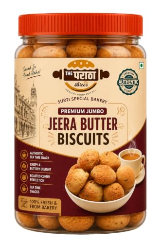 Image of Surti Special Bakery Jeera Butter Biscuits | Freshly Baked Crunchy Jeera Butter | Authentic Tea Time Snack | Crispy & Buttery Delight with Roasted Cumin Seeds (Chai No Yar - 500g)