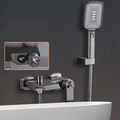 Mitigeur baignoire thermostatique 40°C avec douchette à main 3 modes - 3
