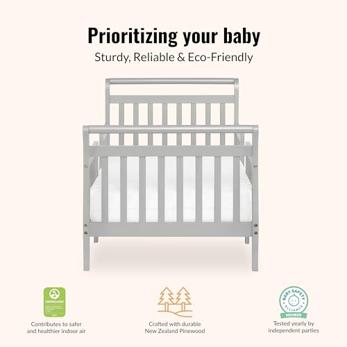 Dream On Me Emma 3-in-1 Convertible Wooden Toddler Bed in Steel Grey, Baby Safety Alliance Certified, Low-to-Floor Design, Solid Pinewood with Safety Rails - image 4