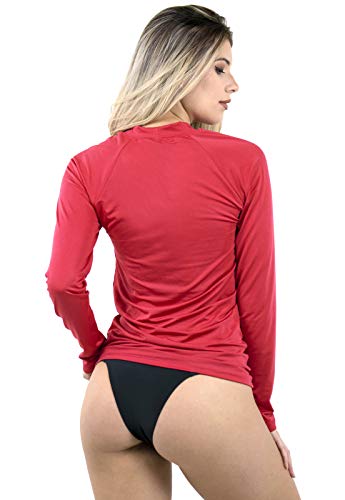 Camisa Blusa Térmica Feminina BOYOU Proteção UV Compressão 037 Vermelha (M)