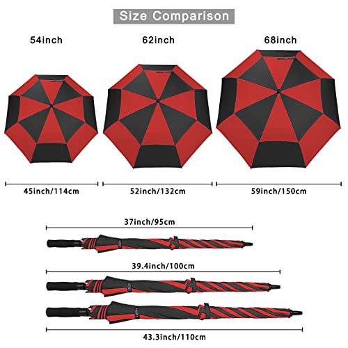 Image of G4Free 47 /54 /62 /68 Inch Automatic Open Golf Umbrella Oversize Extra Large Double Canopy Vented Windproof Waterproof Stick Umbrellas