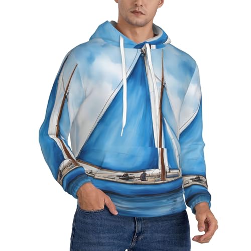 Pull décontracté homme sweat à capuche trajets week-end bleu