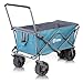 Produktbild Sekey Faltbarer Bollerwagen mit Bremsen Faltbar Handwagen Klappbar Strandwagen Outdoor Gartenanhänger Transportwagen für Alle Gelände Geeignet, Blau