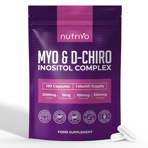 Myo Inositol & D Chiro Inositol - 120 Capsules | Inositol 2000mg Folic Acid Chromium | Alternative to Tablets