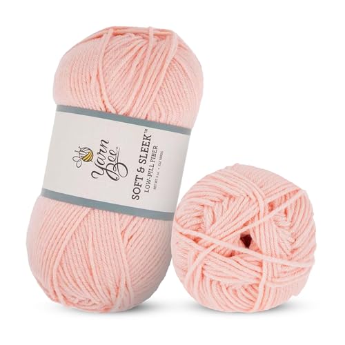 Image of Hobby Lobby Yarn Bee Soft & Sleek Yarn, 100% Low Pill Acrylic, Crocheting & Knitting (Soft Pink)