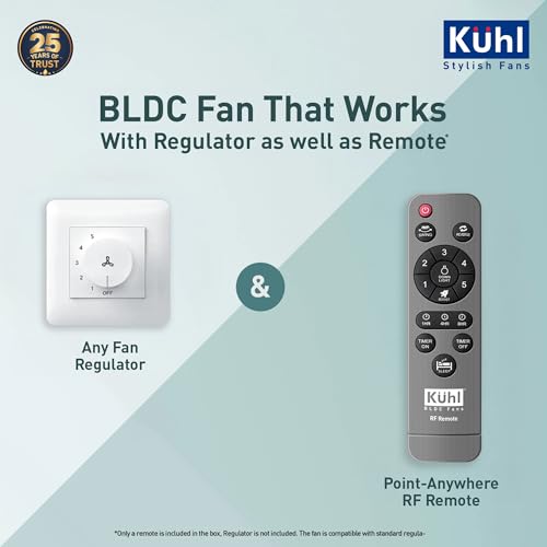 Image of KUHL Fest B1 1200mm BEE 5-Star BLDC Ceiling Fan | 28W Energy Saving (Up to 65%) | High Airflow & Low Noise | Remote as well as Regulator Operated | 5 Year Motor Warranty | ISI Marked (Silver Mist)
