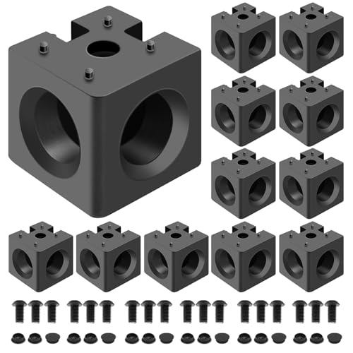 Image of 12pcs 3030 3-Way Corner Cube 3030 Extrusion Hardware T-Slot V-Slot Accessories with Screws and Nuts for 3030 Aluminum Extrusion Connector 3D Printer Accessories Black