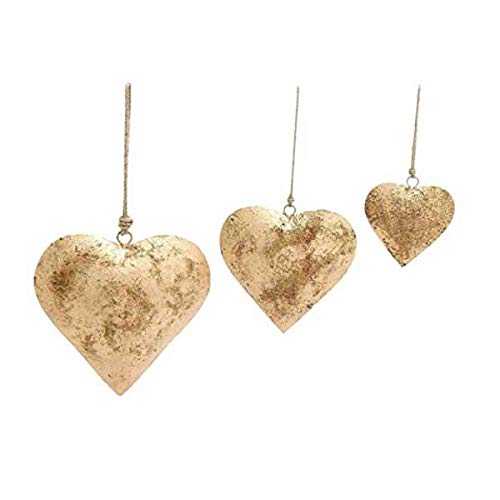 Cœurs antiques corde de jute suspension murale salon chalet